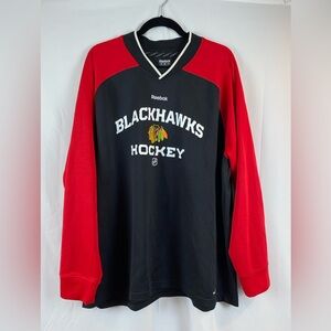 Reebok Chicago‎ Blackhawks Hockey Black  and Red Hockey Sweater PlayDry